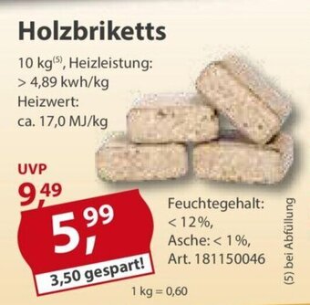 Sonderpreis Baumarkt Holzbriketts 10 kg Angebot