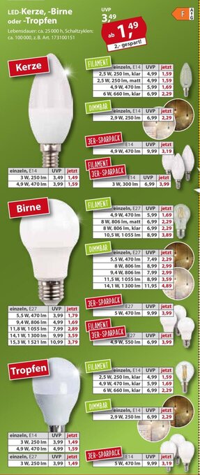 Sonderpreis Baumarkt LED-Kerze, -Birne oder -Tropfen Kerze, Birne, Tropfen Angebot