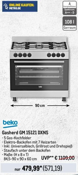 METRO beko Gasherd GM 15121 DXNS Angebot