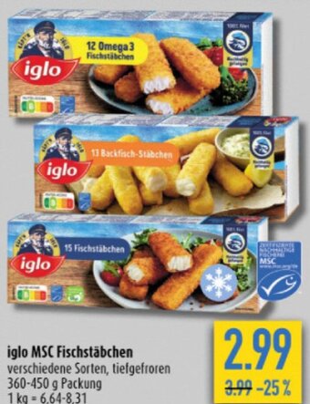 diska iglo MSC Fischstäbchen 360-450 g Packung Angebot