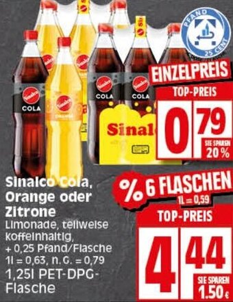 Elli Markt Sinalco Cola, Orange oder Zitrone 1,25 L Angebot