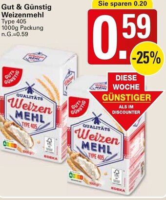 WEZ Gut & Günstig Weizenmehl 1000g Packung Angebot