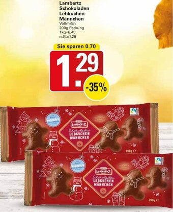 WEZ Lambertz Schokoladen Lebkuchen Männchen 200 g Packung Angebot