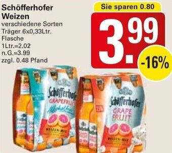 WEZ Schöfferhofer Weizen Träger 6x0,33Ltr. Flasche Angebot