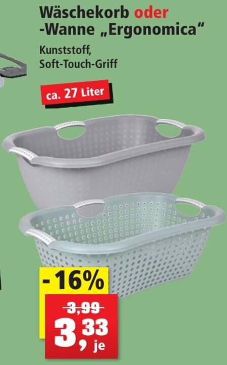 Wäschekorb oder Wanne ,,Ergonomica
