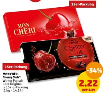 PENNY MON CHÉRI Cherry Club 157 g Packung Angebot