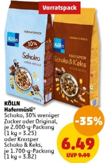 PENNY KÖLLN Hafermüsli 2000/1.700 g Packung Angebot