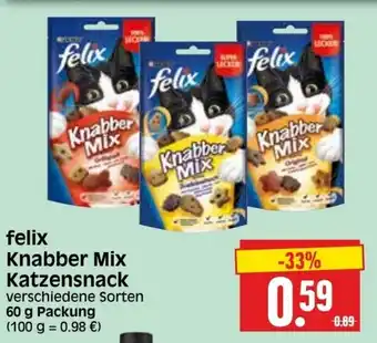 Edeka Herkules Felix Knabber Mix Katzensnack 60g Angebot