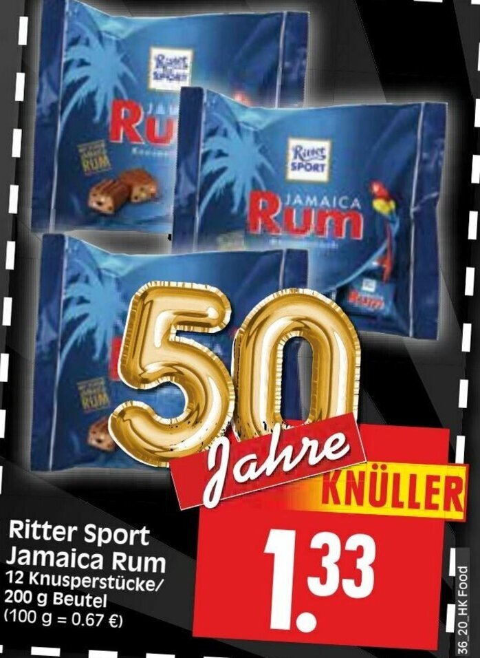 Ritter Sport Jamaica Rum 200g Beutel Angebot bei Edeka Herkules