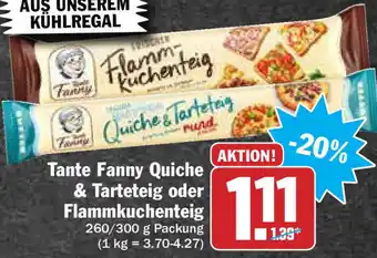 Hit Tante Fanny Quiche & Tarteteig oder Flammkuchenteig 260/300g Angebot