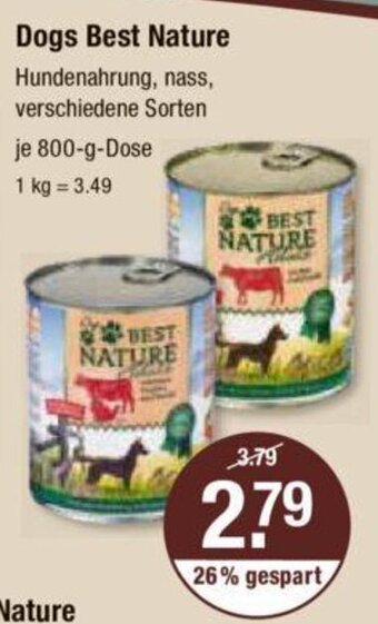 V Markt Dogs Best Nature je 800-g-Dose Angebot