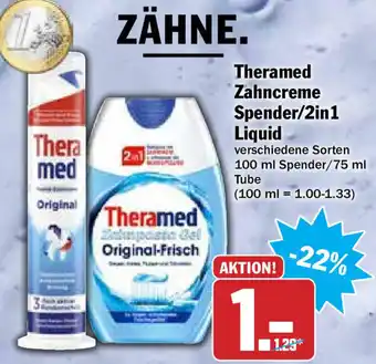 Hit Theramed Zahncreme Spender/2 in 1 Liquid 100/75ml Angebot