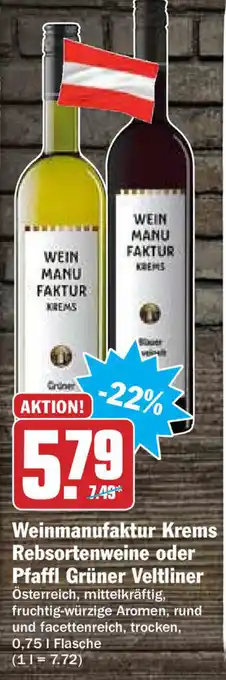 Hit Weinmanufaktur Krems Rebsortenweine oder Pfaffl Grüner Veltliner 0,75L Angebot