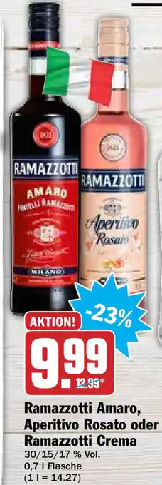 Hit Ramazzotti Amaro, Aperitivo Rosato oder Ramazzotti Crema 0,7L Angebot