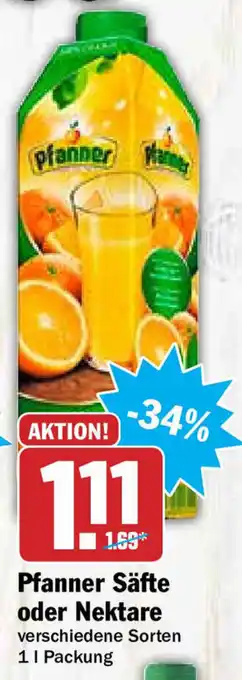 Hit Pfanner Säfte oder Nektare 1L Angebot