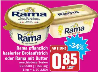 Hit Rama pflanzlich basierter Brotaufstrich oder Rama mit Butter 225-500g Angebot