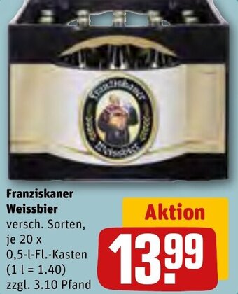 REWE Franziskaner Weissbier 20x0,5 L-Fl. Kasten Angebot