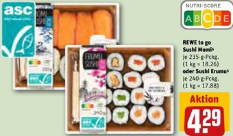 REWE REWE to go Sushi Momi 235 g oder Sushi Erumu 240 g Pckg. Angebot