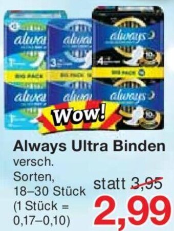 Jawoll Always Ultra Binden 18-30 Stück Angebot