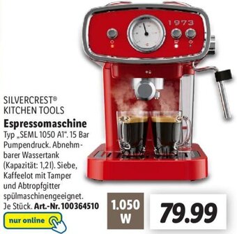 Lidl SILVERCREST KITCHEN TOOLS Espressomaschine SEML 1050 A1 Angebot