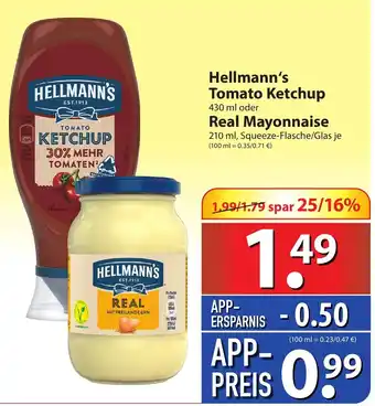 Famila Nord Ost Hellmann's Tomato Ketchup 430ml oder Real Mayonnaise 210ml Angebot