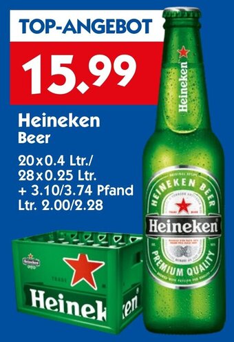 Hol'ab Getränkemarkt Heineken Beer 20*400/28*250ml Angebot