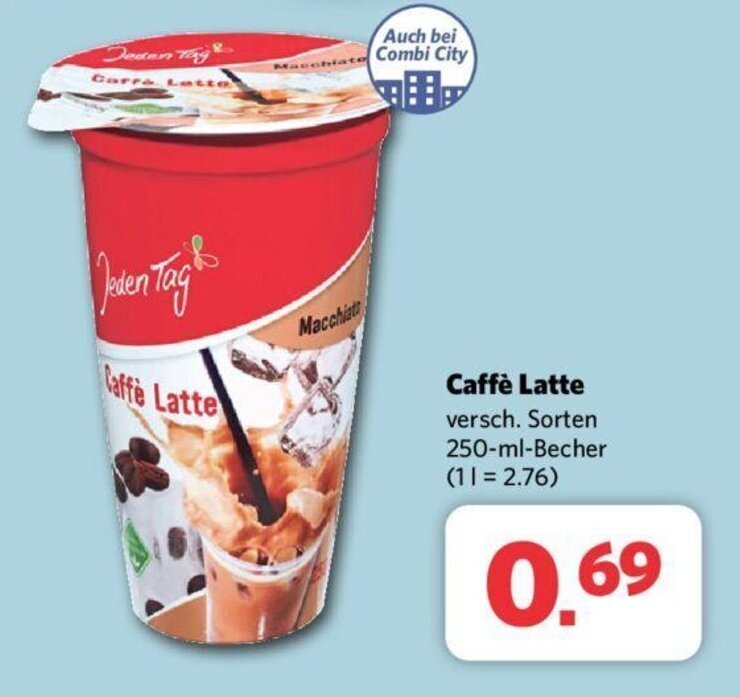 Jeden Tag Caffè Latte 250 ml Angebot bei Combi