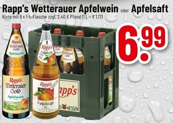 trinkgut Rapp's Wetterauer Apfelwein oder Apfelsaft 6*1L Angebot