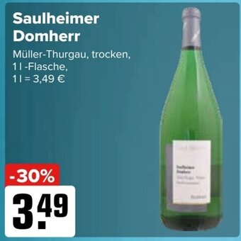 Logo Getränkemarkt Saulheimer Domherr Müller-Thurgau, trocken, 1L Angebot