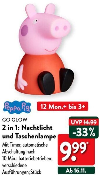 Aldi Nord GO GLOW 2 in 1: Nachtlicht und Taschenlampe Angebot