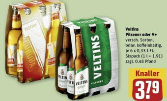 REWE Veltins Pilsener oder V+ 6 x 0,33-L-FL. Sixpack Angebot