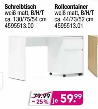 Möbel Boss Schreibtisch oder Rollcontainer Angebot