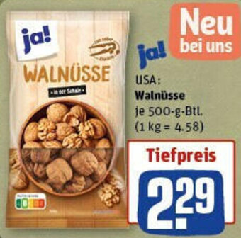 REWE ja! Walnüsse 500 g Btl. Angebot