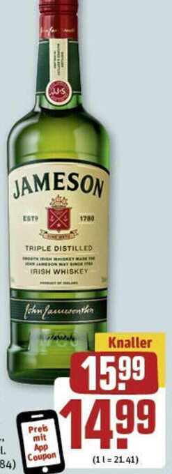 REWE Jameson Irish Whiskey 0,7 L-Fl. Angebot