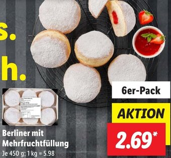 Lidl Berliner mit Mehrfruchtfüllung 450 g Angebot