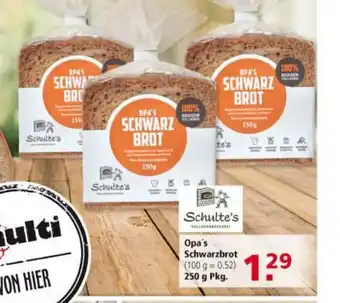 Multi Markt Opa's Schwarzbrot 250g Pkg. Angebot