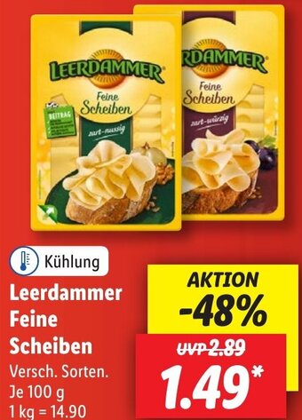 Lidl Leerdammer Feine Scheiben 100 g Angebot