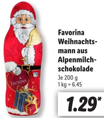 Lidl Favorina Weihnachtsmann aus Alpenmilchschokolade 200 g Angebot