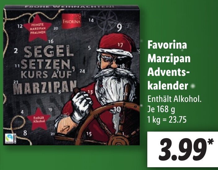 Favorina Marzipan Adventskalender 168 g Angebot bei Lidl