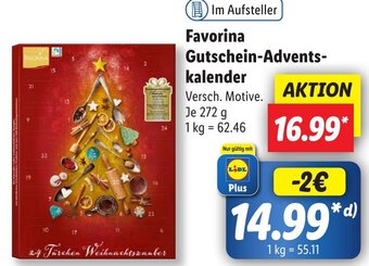 Lidl Favorina Gutschein-Adventskalender 272 g Angebot