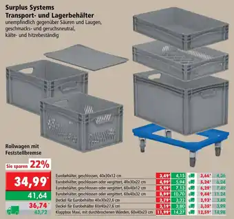 L. STROETMANN GROSSMARKT Surplus Systems Transport und Lagerbehälter Angebot