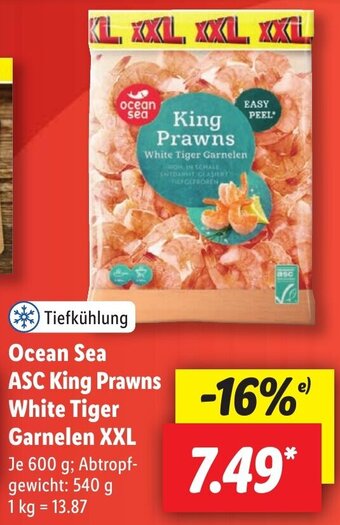 Lidl Ocean Sea ASC King Prawns White Tiger Garnelen XXL 600 g Angebot