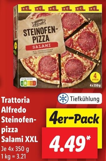 Lidl Trattoria Alfredo Steinofenpizza Salami XXL 4x350 g Angebot