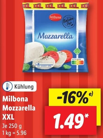 Lidl Milbona Mozzarella XXL 250 g Angebot