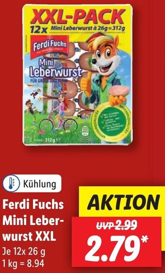 Lidl Ferdi Fuchs Mini Leberwurst XXL 12x26 g Angebot