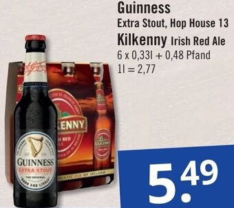 GetränkePartner Guinness Extra Stout, Hop House 13 oder Kilkenny Irish Red Ale 6 x 0,33 L Angebot