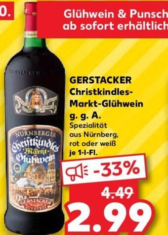 Kaufland GERSTACKER Christkindles Markt Glühwein 1 L-Fl. Angebot