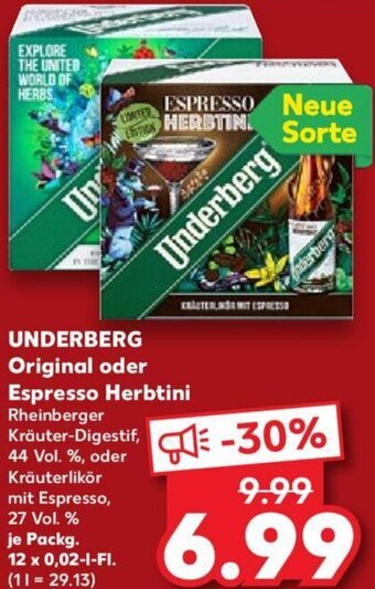 Kaufland UNDERBERG Original oder Espresso Herbtini Packg. 12x0,02 L-Fl. Angebot