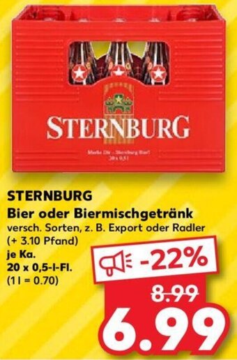 Kaufland STERNBURG Bier oder Biermischgetränk Ka. 20 x 0,5-L-FI. Angebot