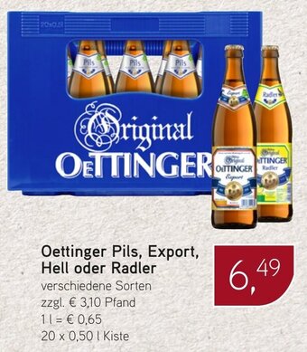 Dornseifer Oettinger Pils, Export, Hell oder Radler verschiedene Sorten 20*500ml Angebot